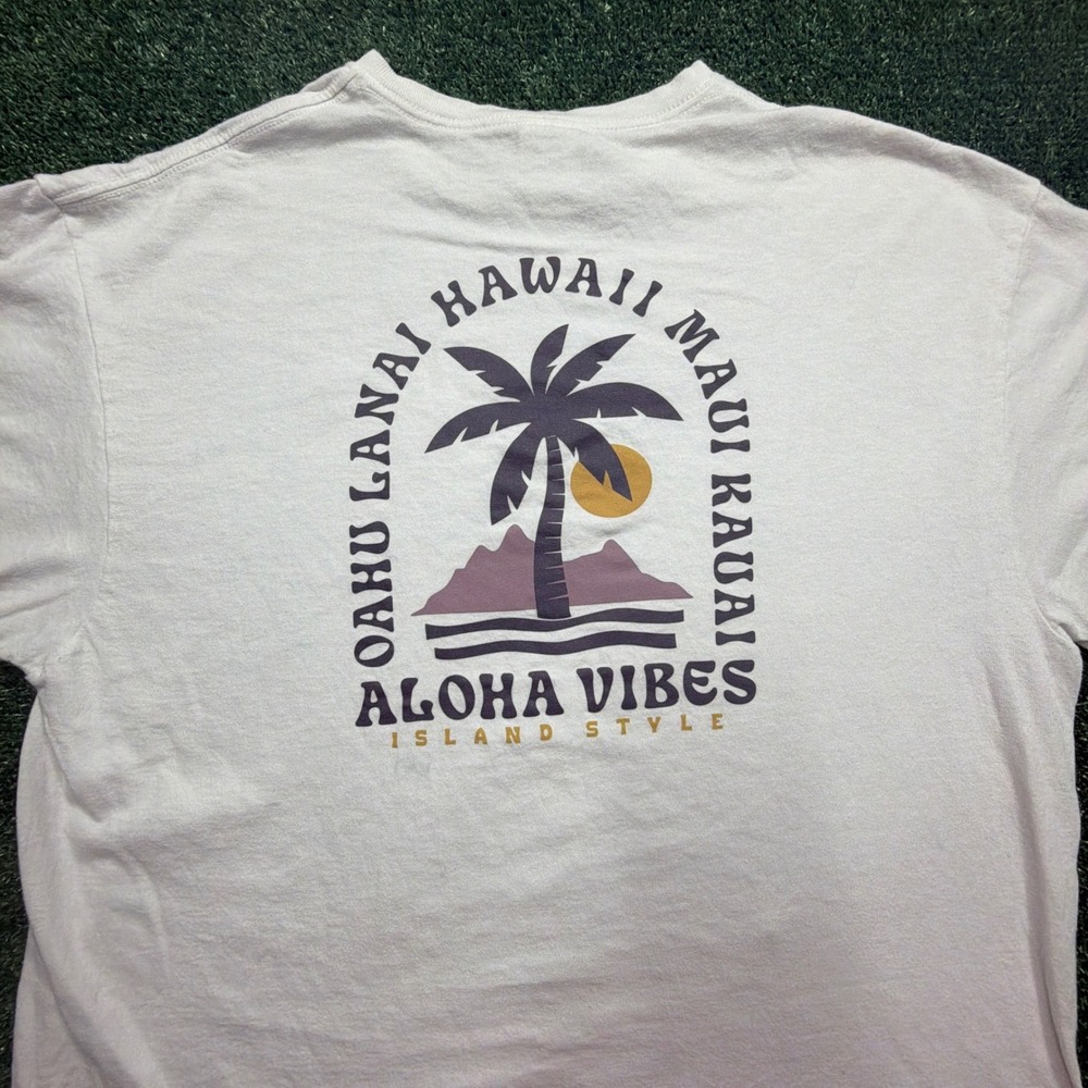 SURF STYLE Delta Pro Hawaii Aloha Vibe Graphic T-Shirt White Men XL Short Sleeve